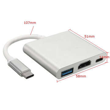Adaptador Type-c 3 In 1 Usb-c Hdmi Usb 3.1 Macbook 12 118